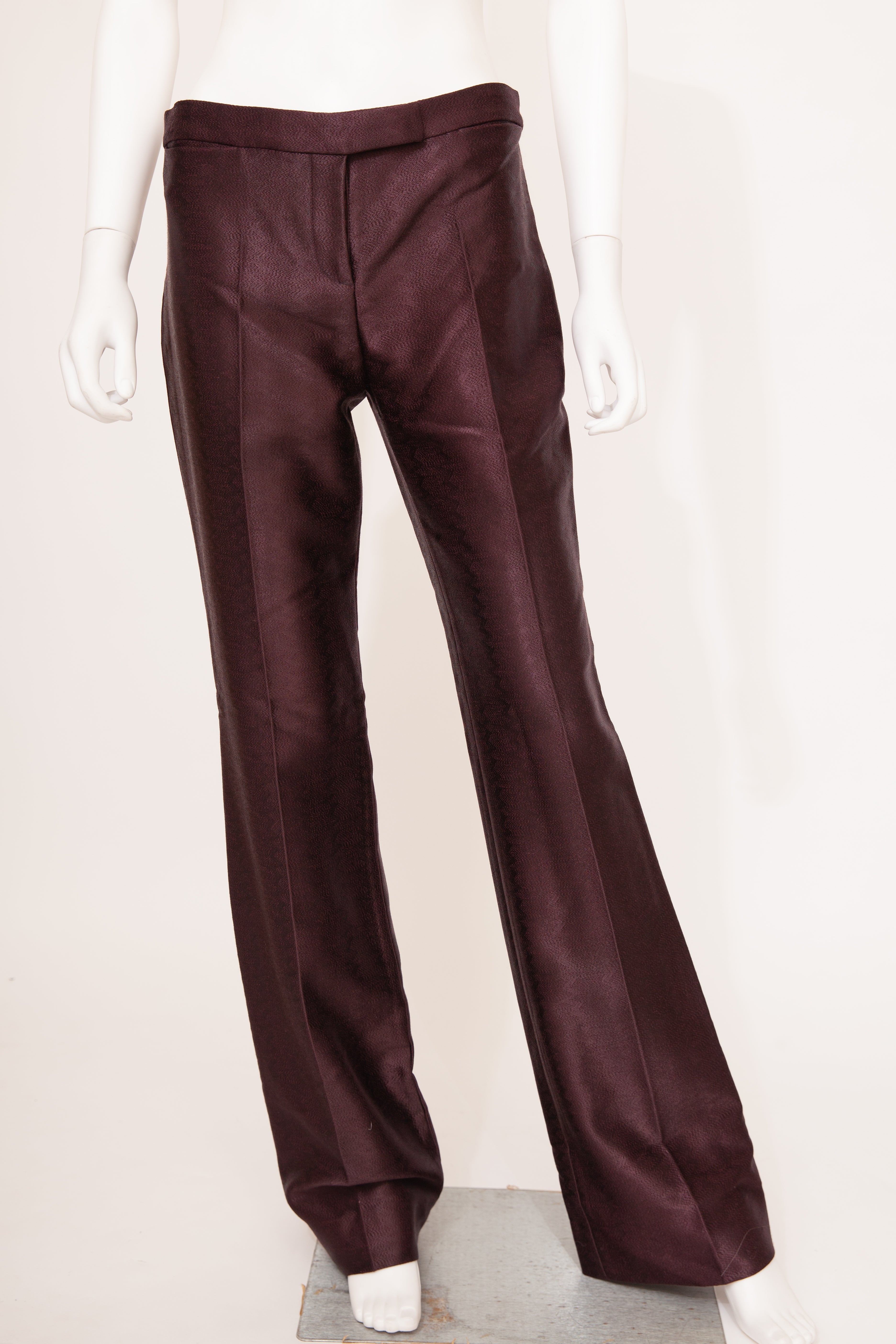 Alexander McQueen F/W 2002 Runway Burgundy Satin Tailored Trousers Archival Rare