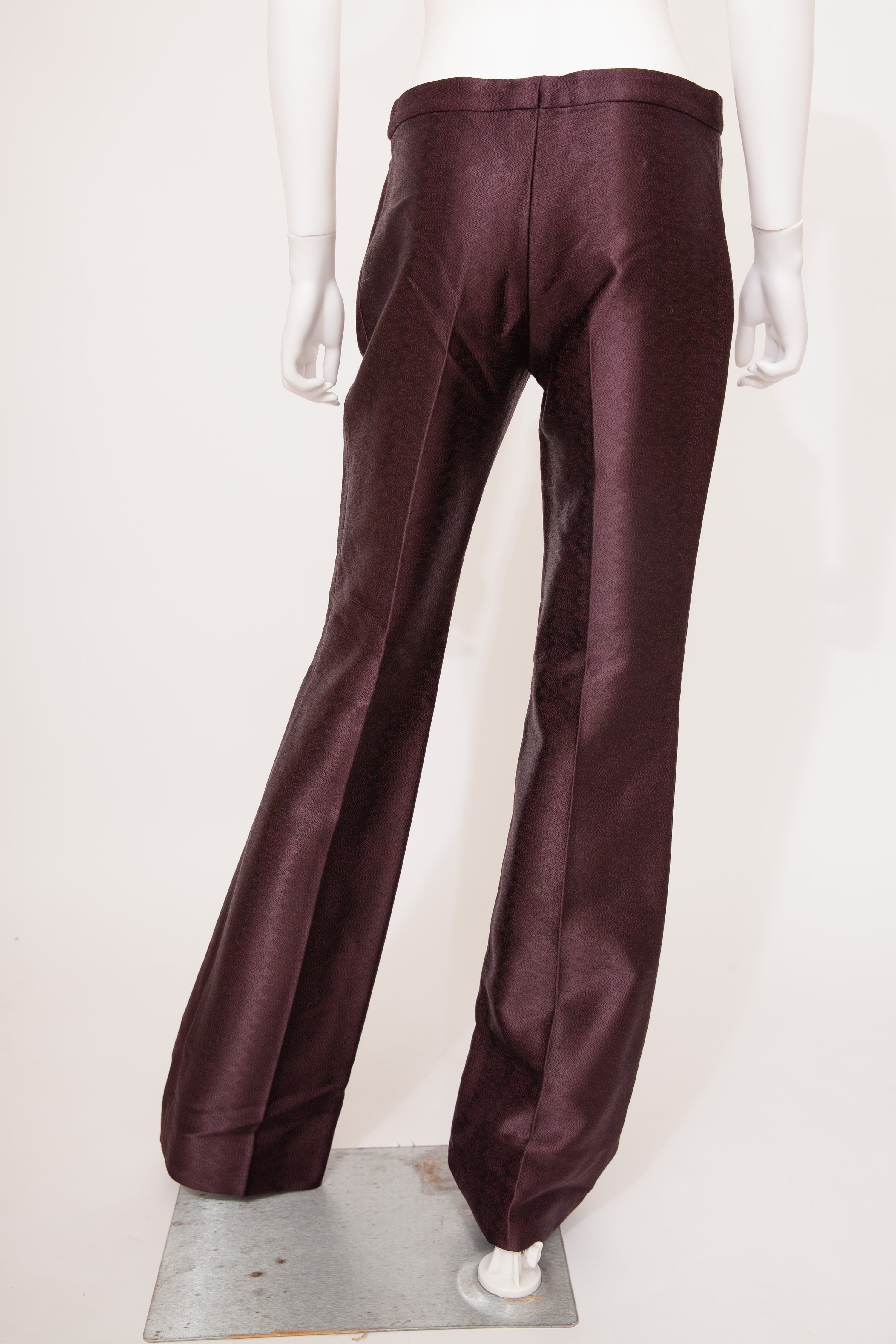 Alexander McQueen F/W 2002 Satin embroidered detail Burgundy Coat & Trousers
