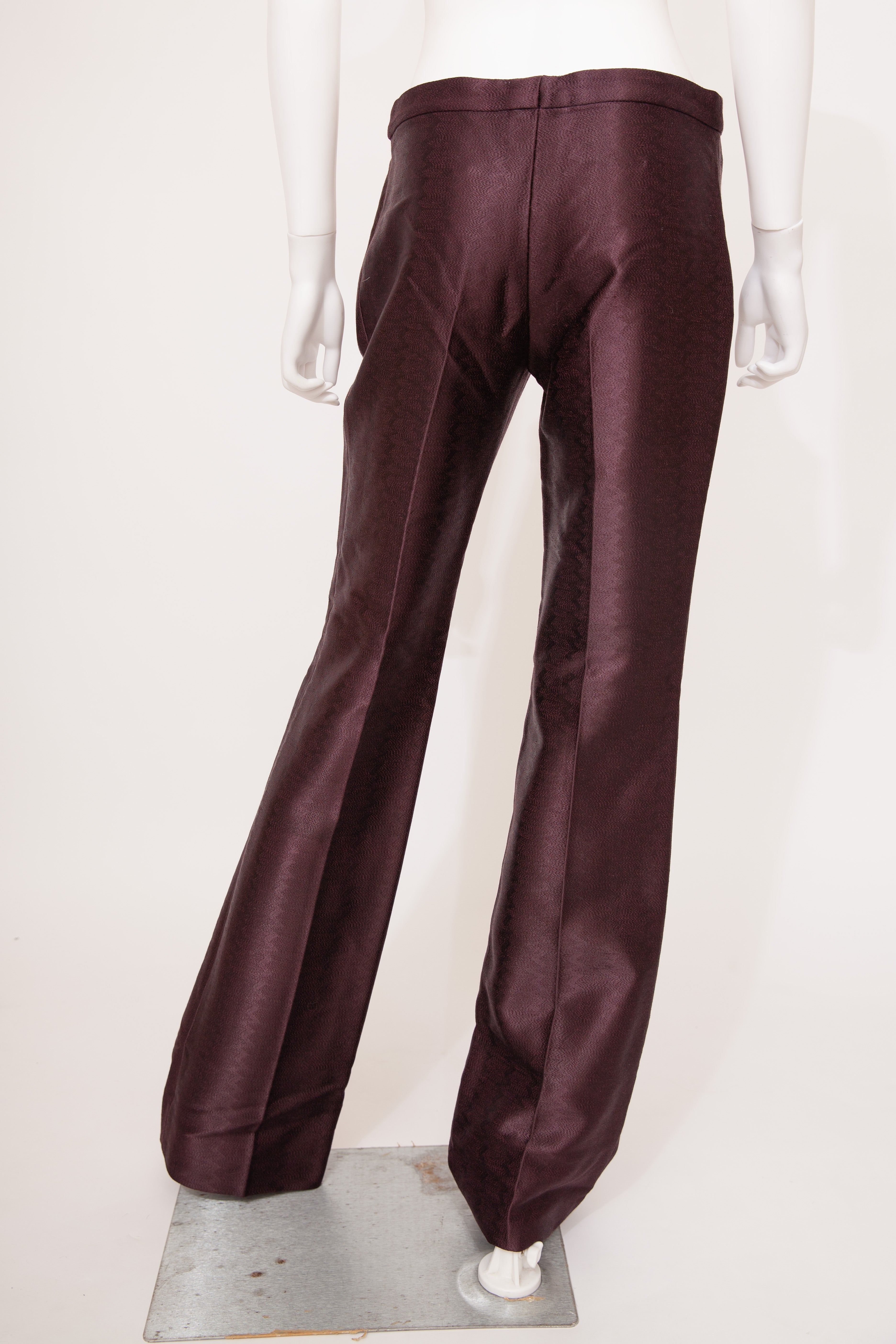 Alexander McQueen F/W 2002 Runway Burgundy Satin Tailored Trousers Archival Rare
