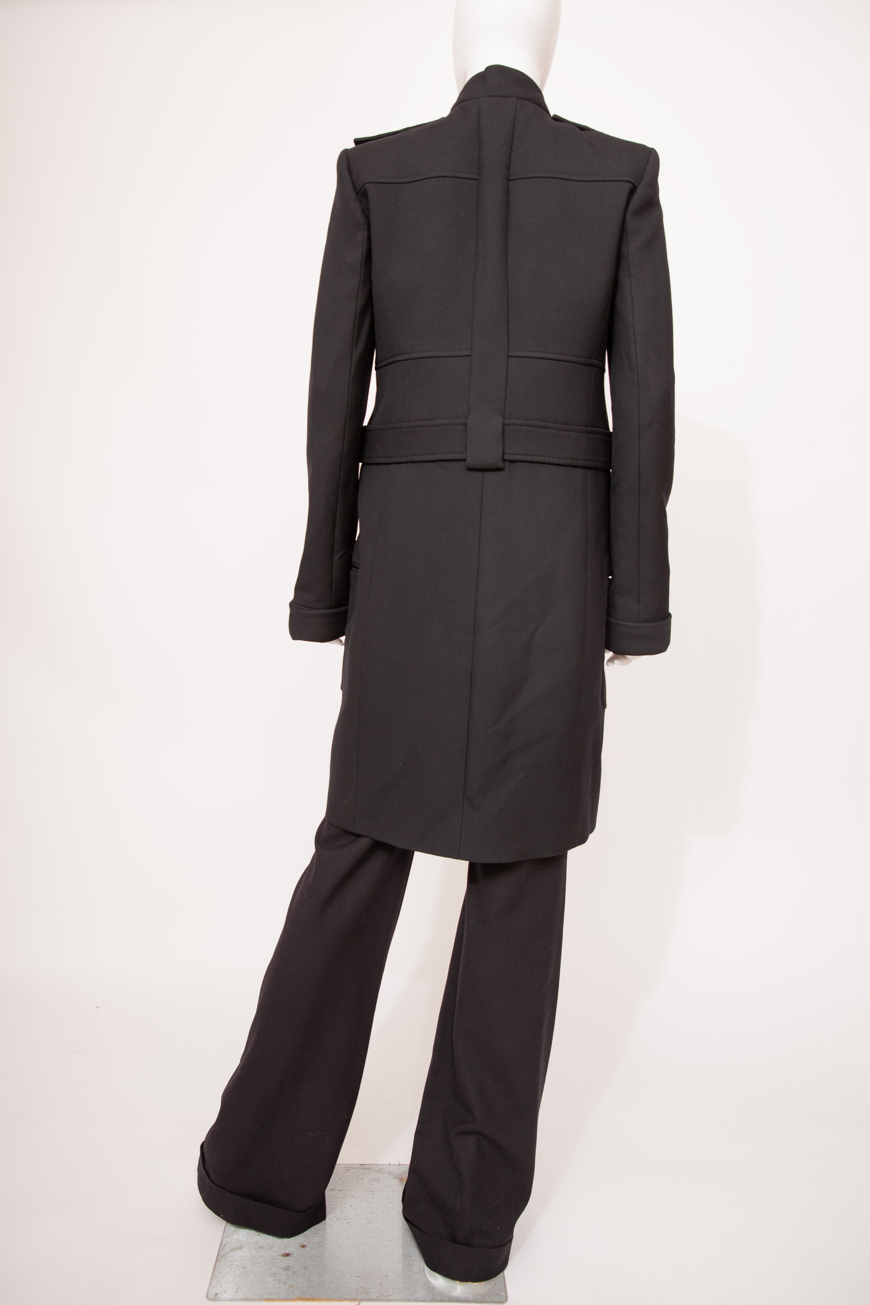 Balenciaga Black Jacket & Trousers Set 2005 Nicolas Ghesquière Runway Silver