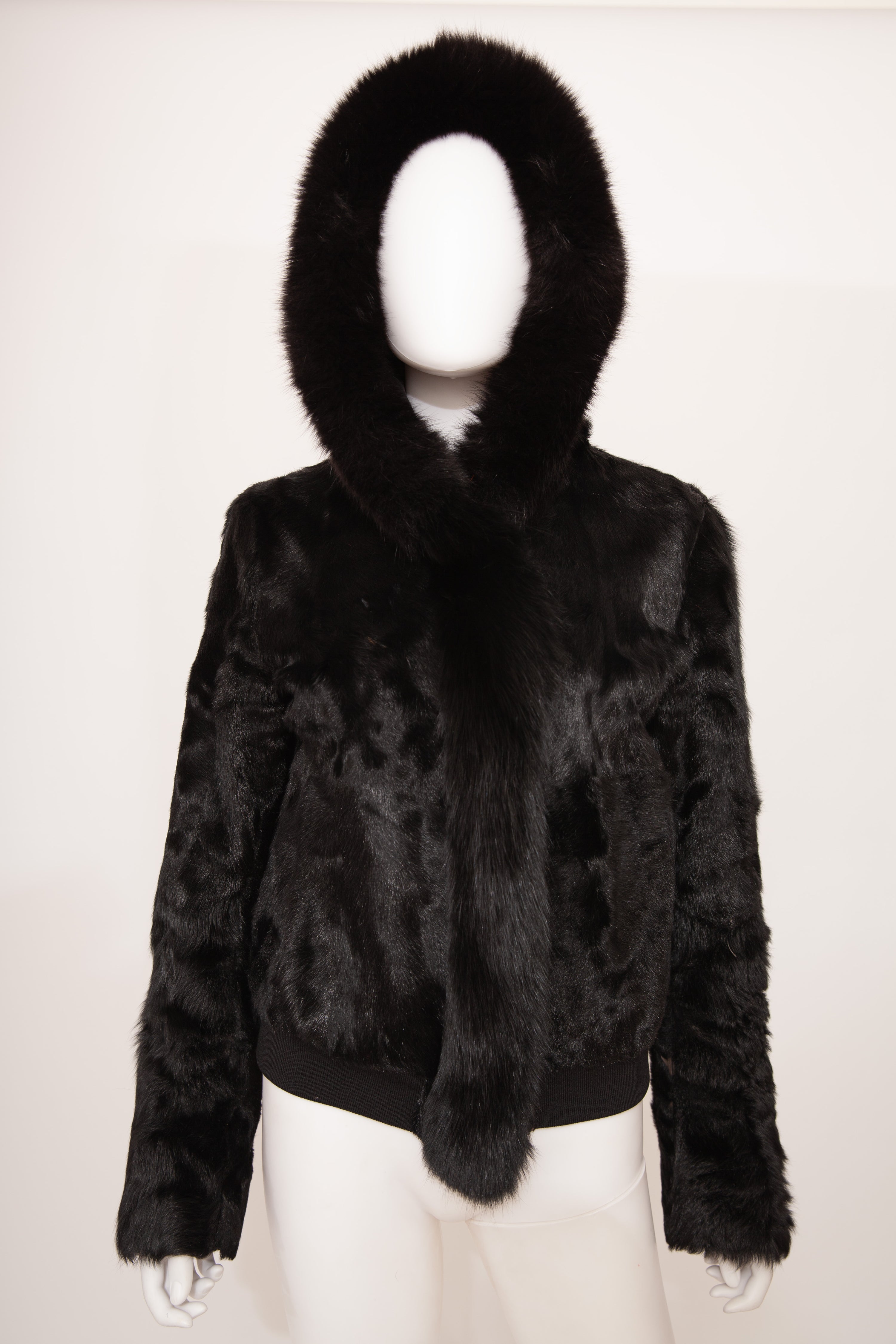 Prada Vintage Linea Rossa Goat Fur Hooded Jacket