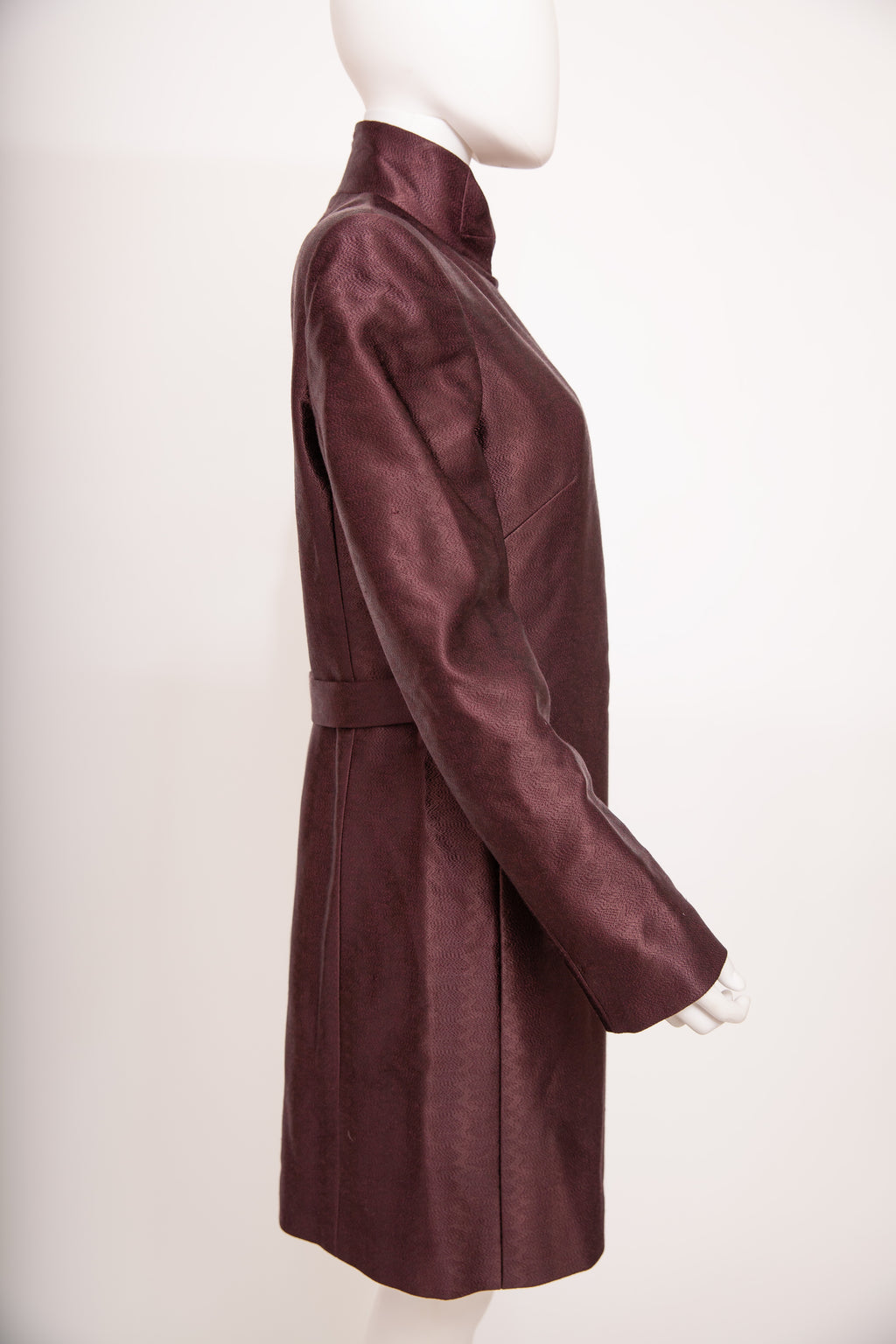 Alexander McQueen A/W 2002 Military-Cut Satin Embroidered Coat Plum burgundy