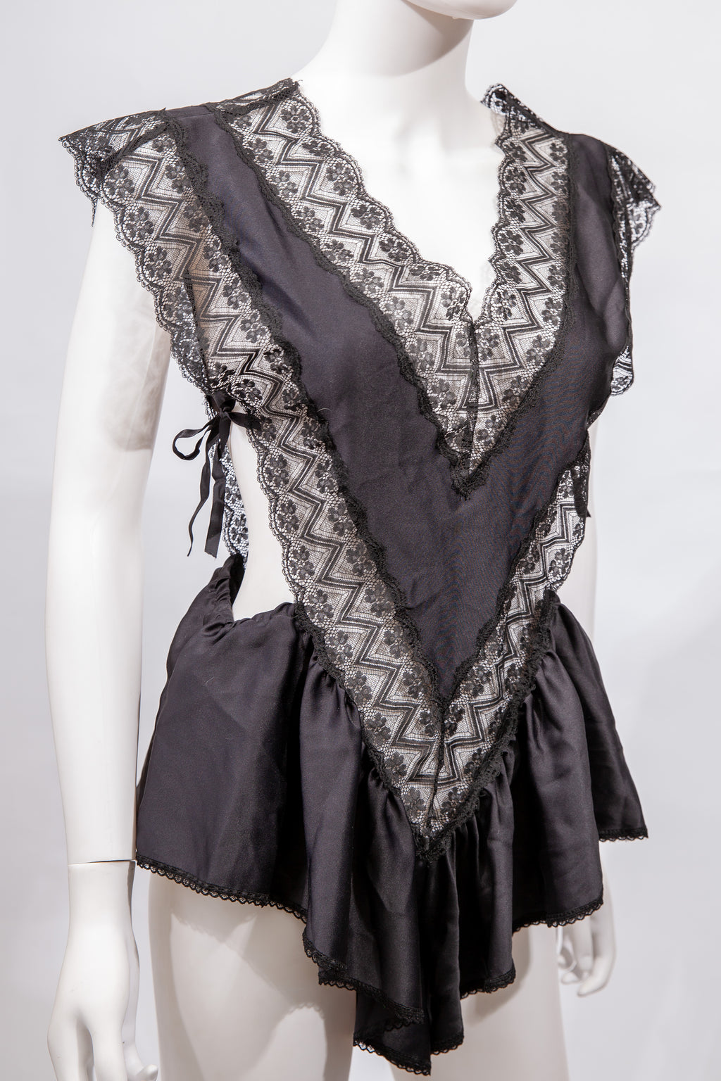 1970's Vintage Victoria Secret Lingerie Teddy Playsuit Black Lace