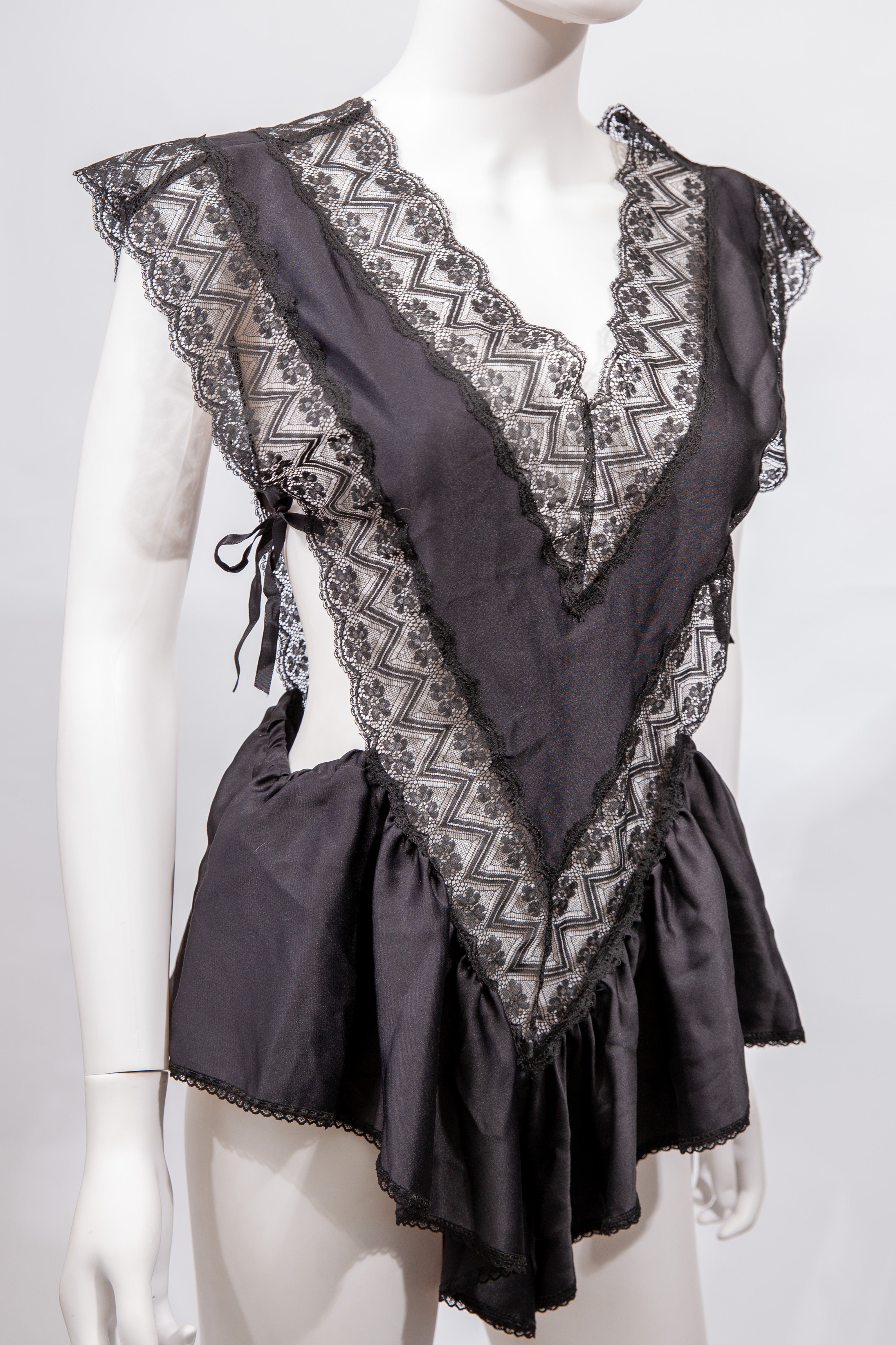 1970's Vintage Victoria Secret Lingerie Teddy Playsuit Black Lace