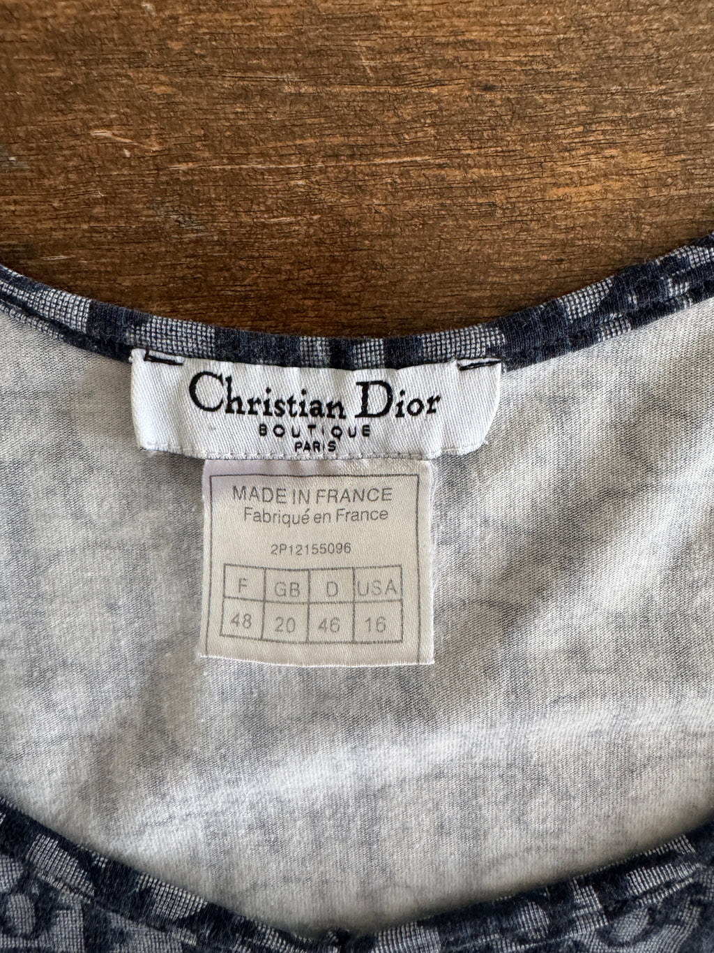 Christian Dior Galliano Era Blue Monogram Long Sleeve Top Vintage Dior