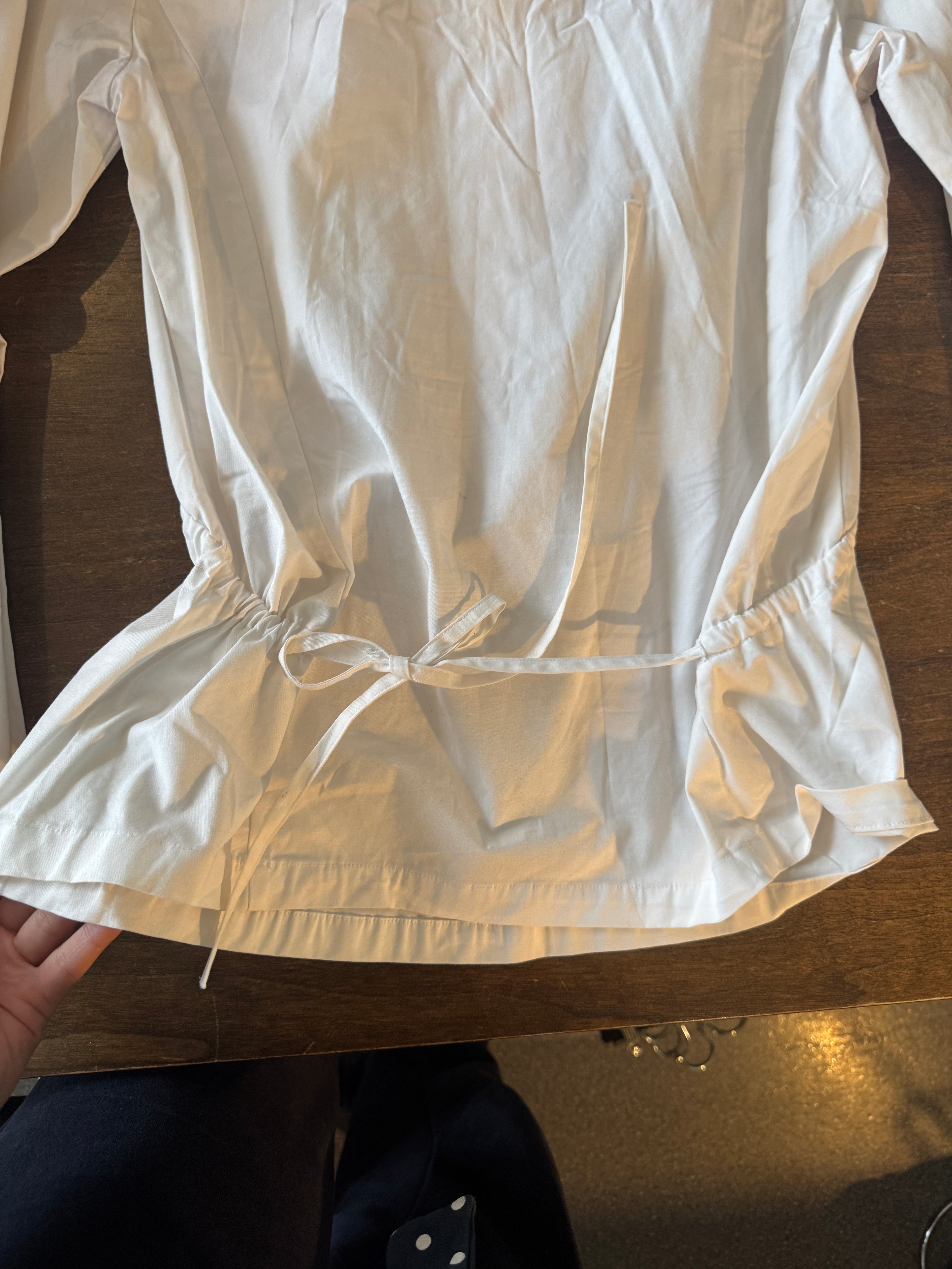 Adidas France / French Olympics White Shirt Ruffle Collar & drawstring details Super Unique