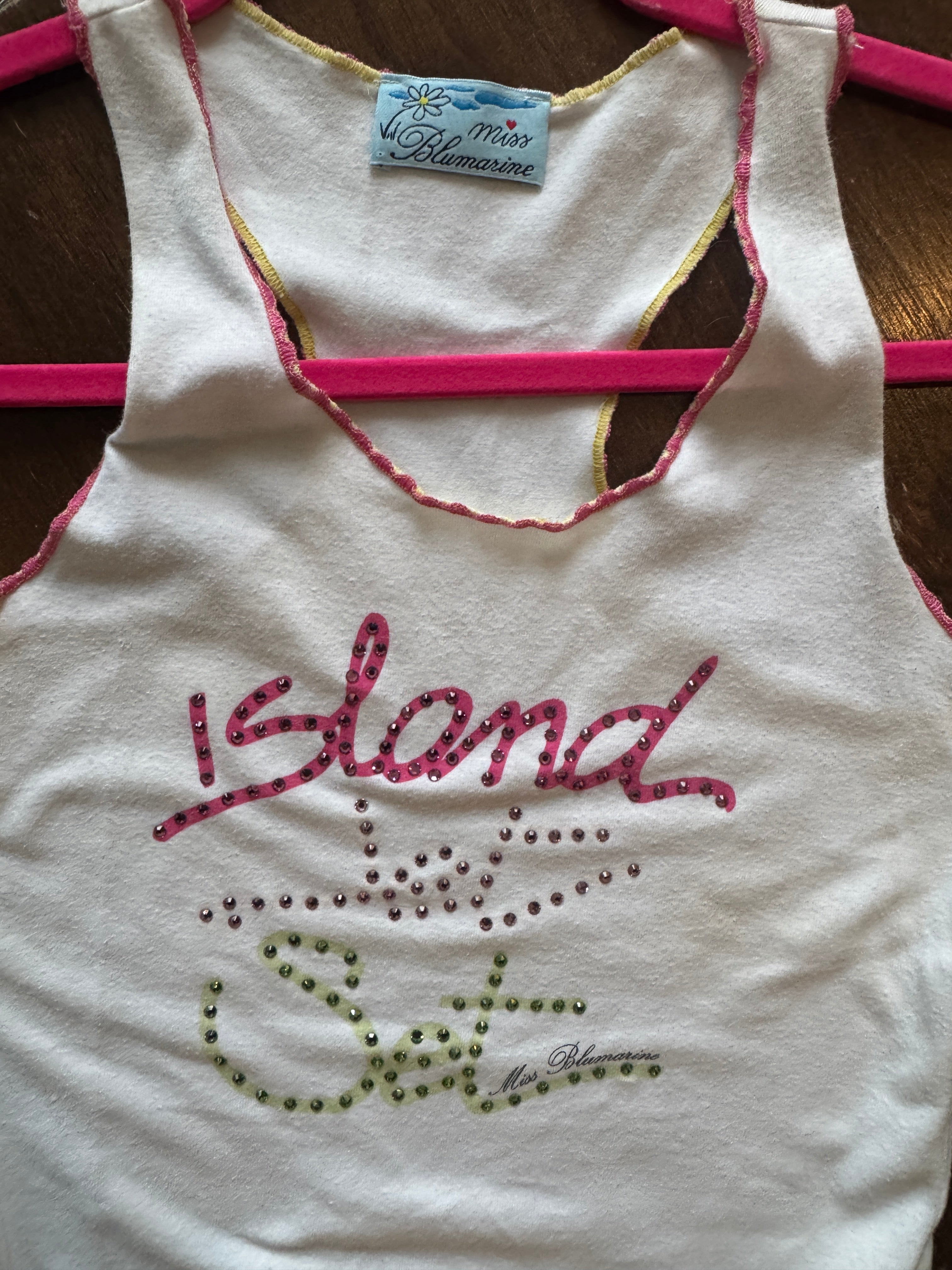 Miss Blumarine ‘Island Jet Set’ Rhinestone Tropical Tank Top