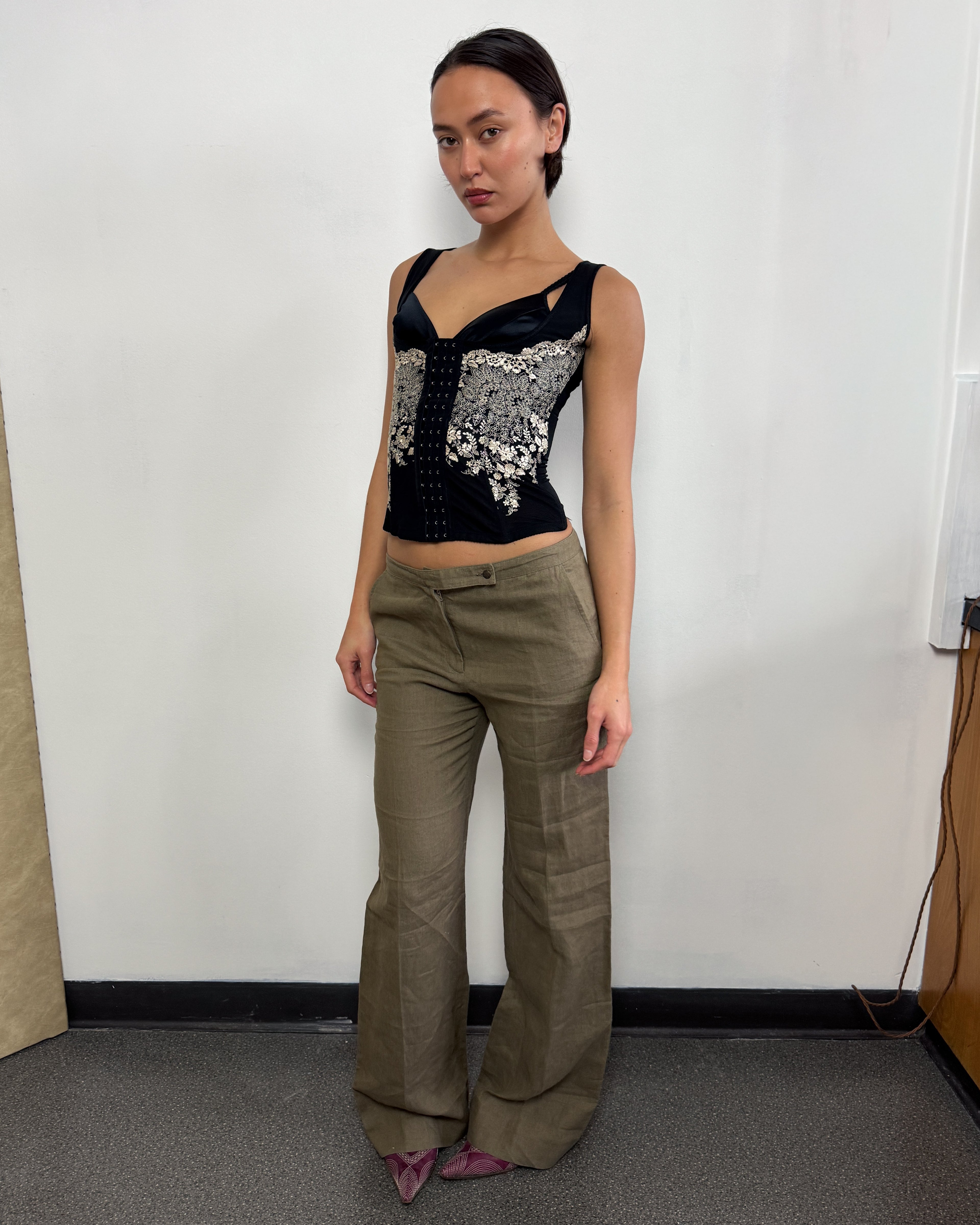 Balenciaga by Nicolas Ghesquière 2005 Linen Wide-Leg Trousers