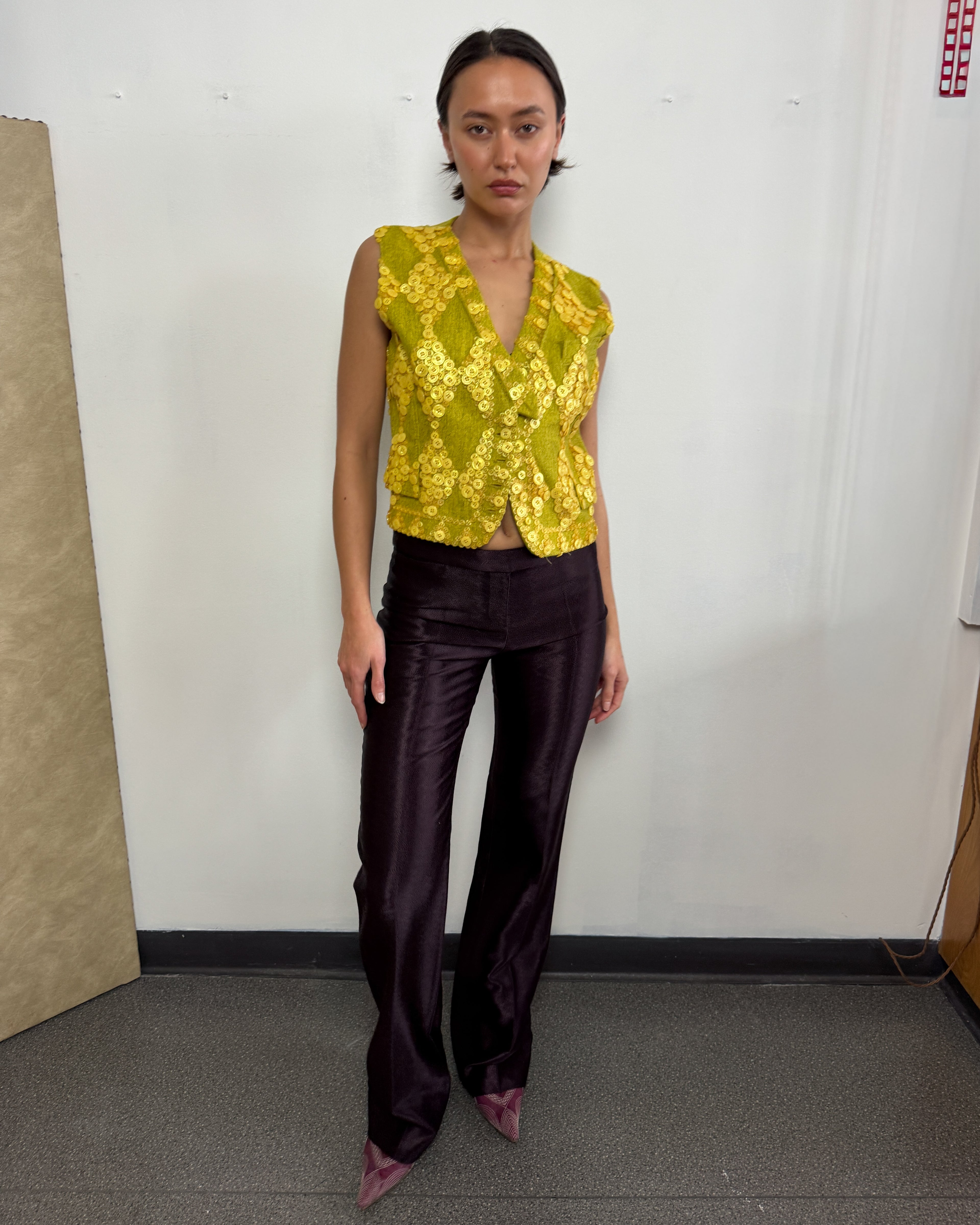 Antonio Berardi Button Chartreuse Vintage Waistcoat