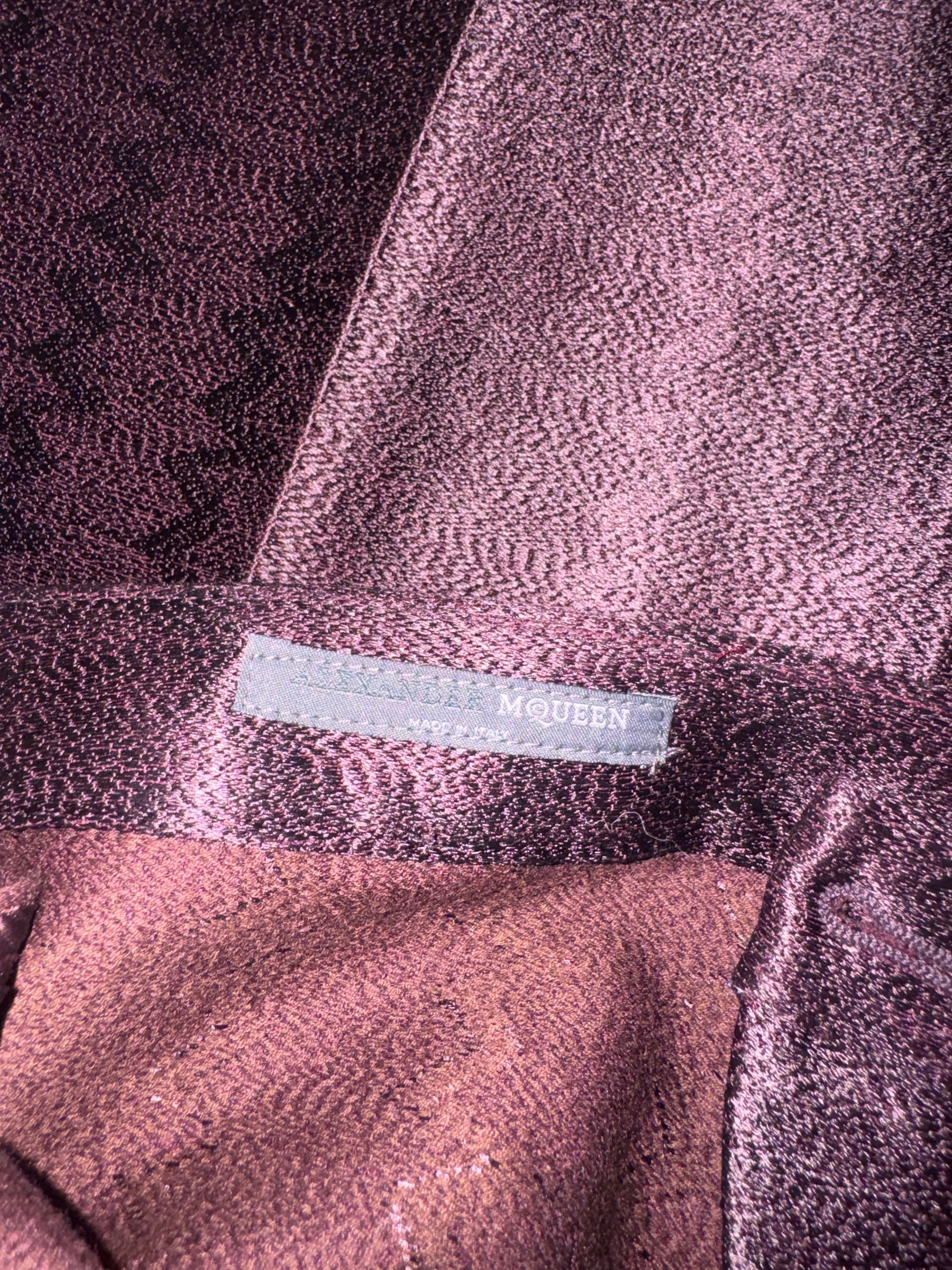 Alexander McQueen F/W 2002 Runway Burgundy Satin Tailored Trousers Archival Rare