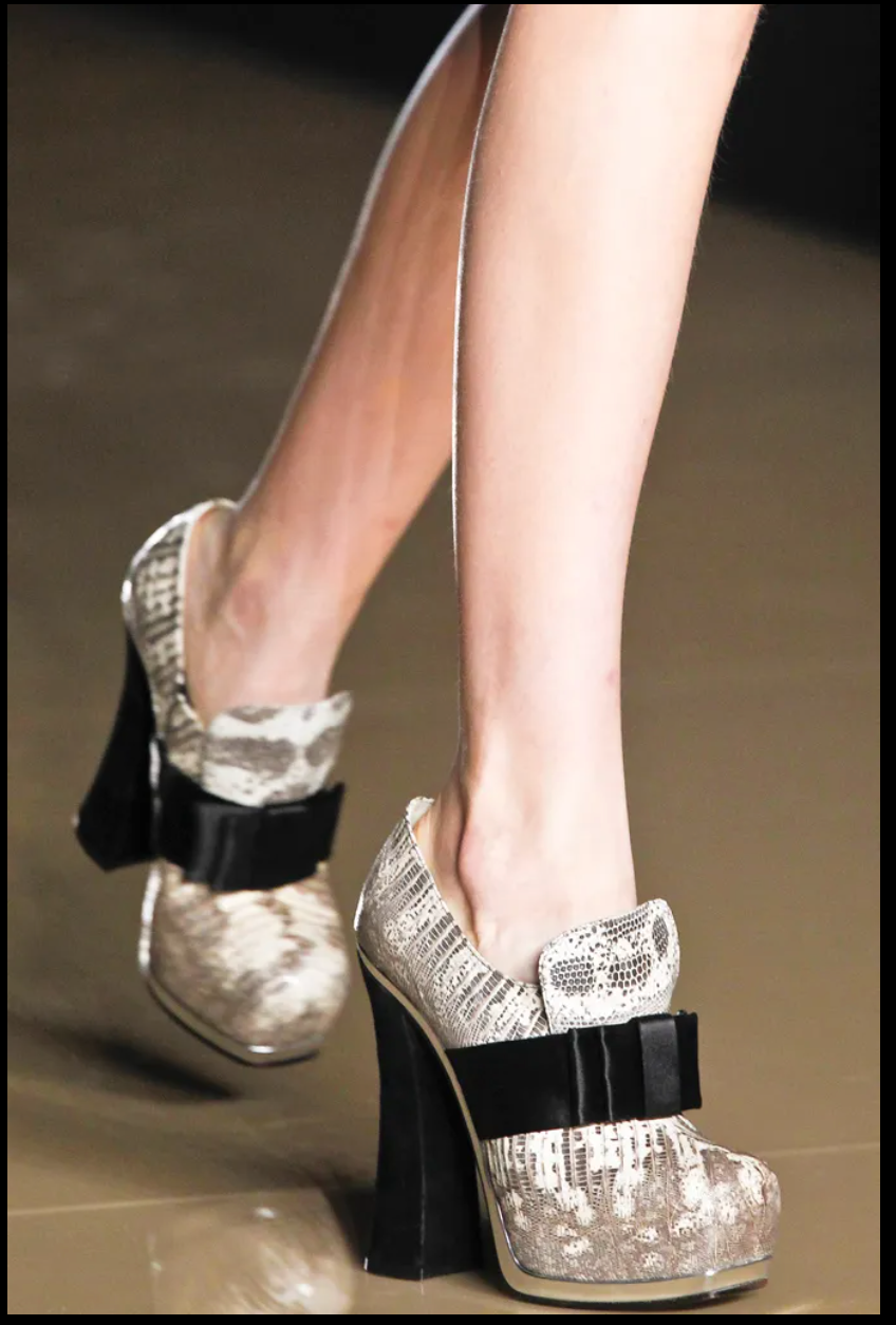 Miu Miu FW 2012 Bow Platform Heels Runway Look 34