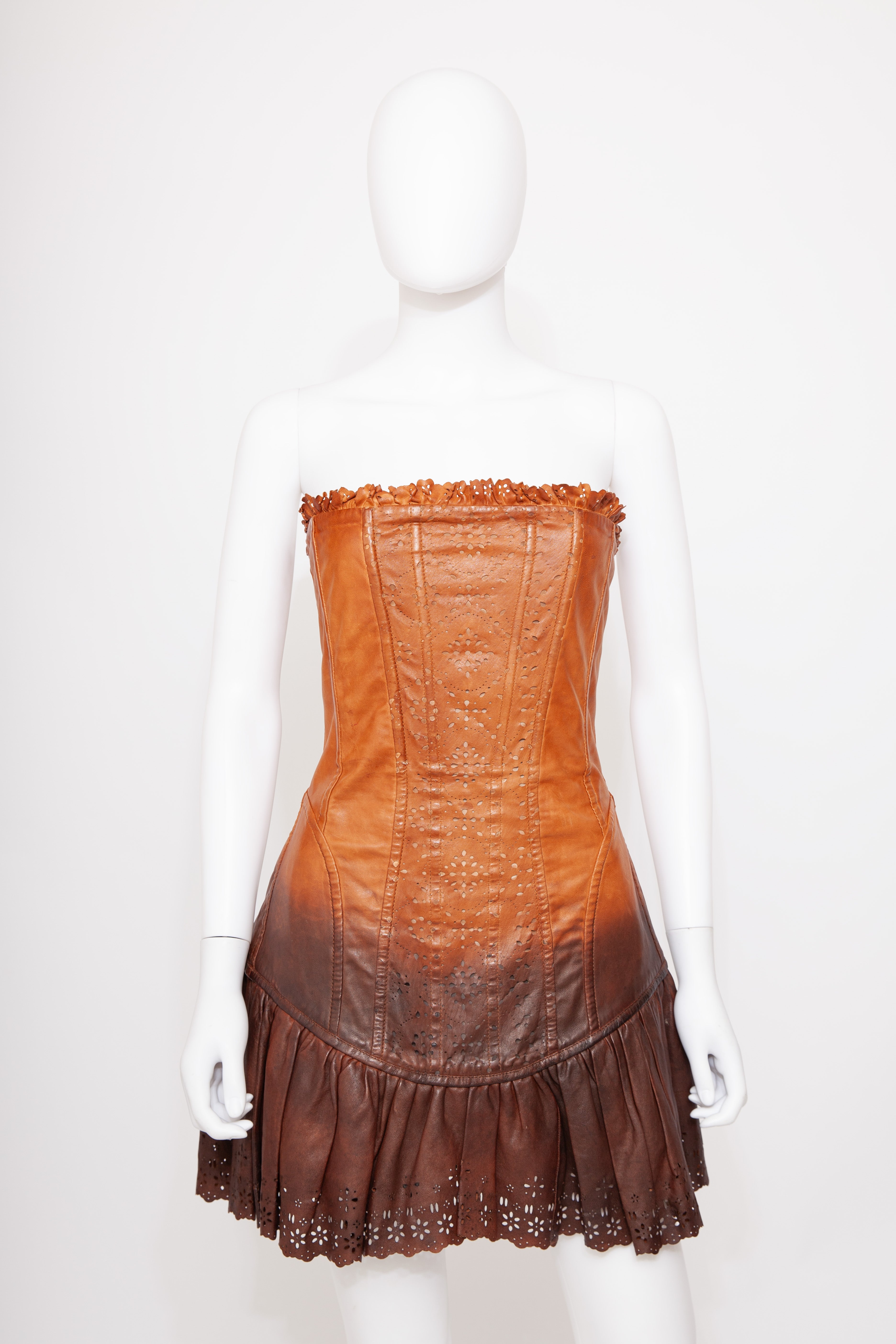 Dolce & Gabbana D&G Vintage Runway Leather Corset Dress S/S 2010