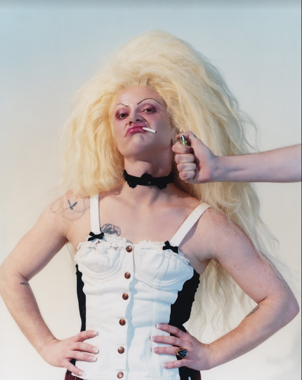 RARE Jean-Paul Gaultier Junior Late 80s Denim Corset Bustier with Lace Panels