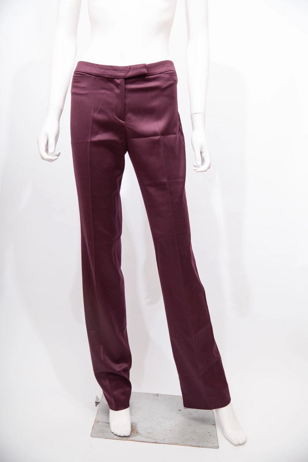 Alexander McQueen Burgendy Tailored Trouser Straight faggoting detail 42 Vintage